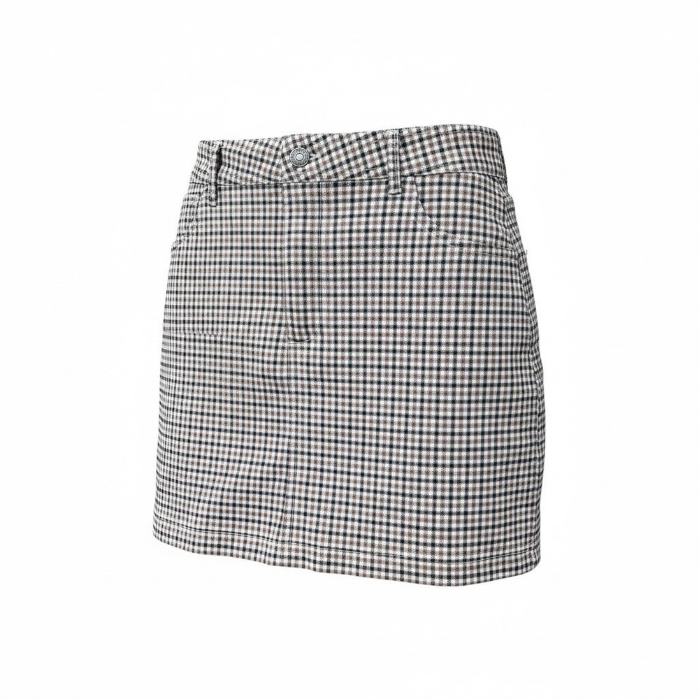 Forever 21 Womens Mini Skirt Med Gingham Plaid Check Black Tan 90s Cottage Y2K